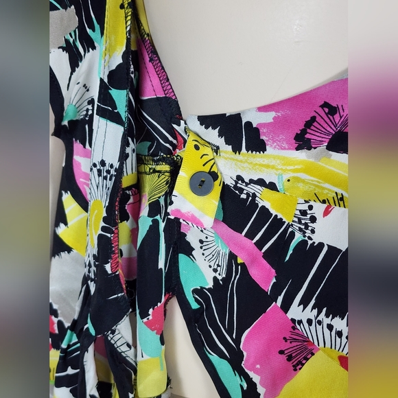 Nanette Lepore silk ruffled wrap tie floral top blouse M/10 - Picture 6 of 11